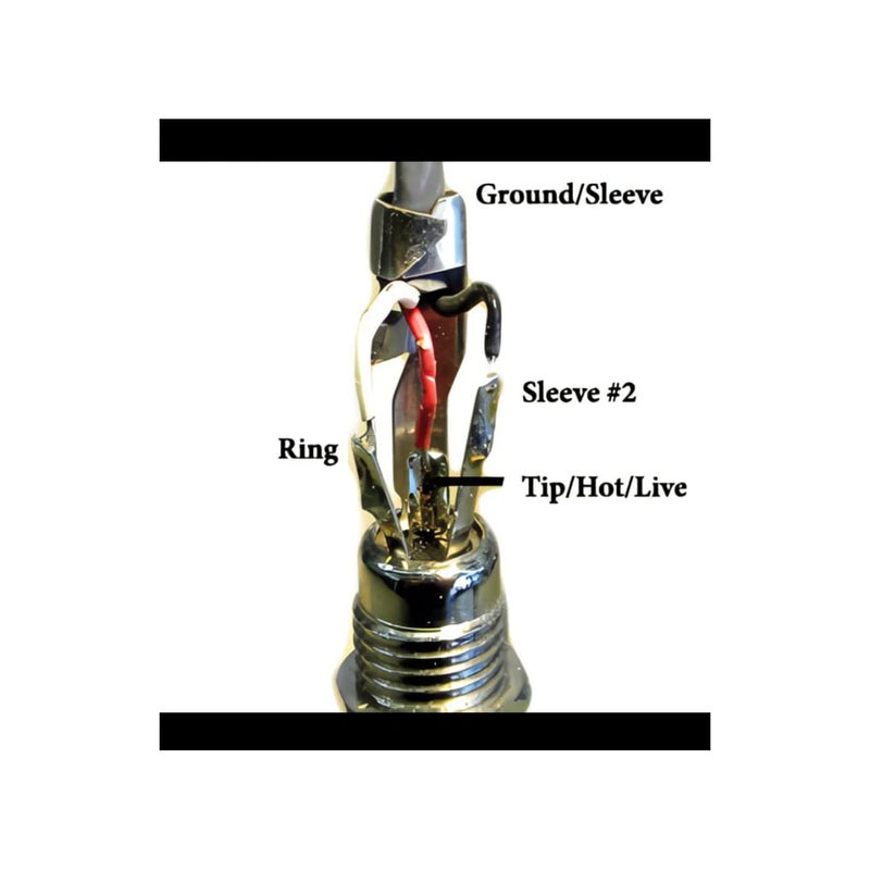 KAISH Stereo Copper Guitar Bass Barrel Jack Cylinder Input/Output Jacks 4 Pins Gold - Image 5
